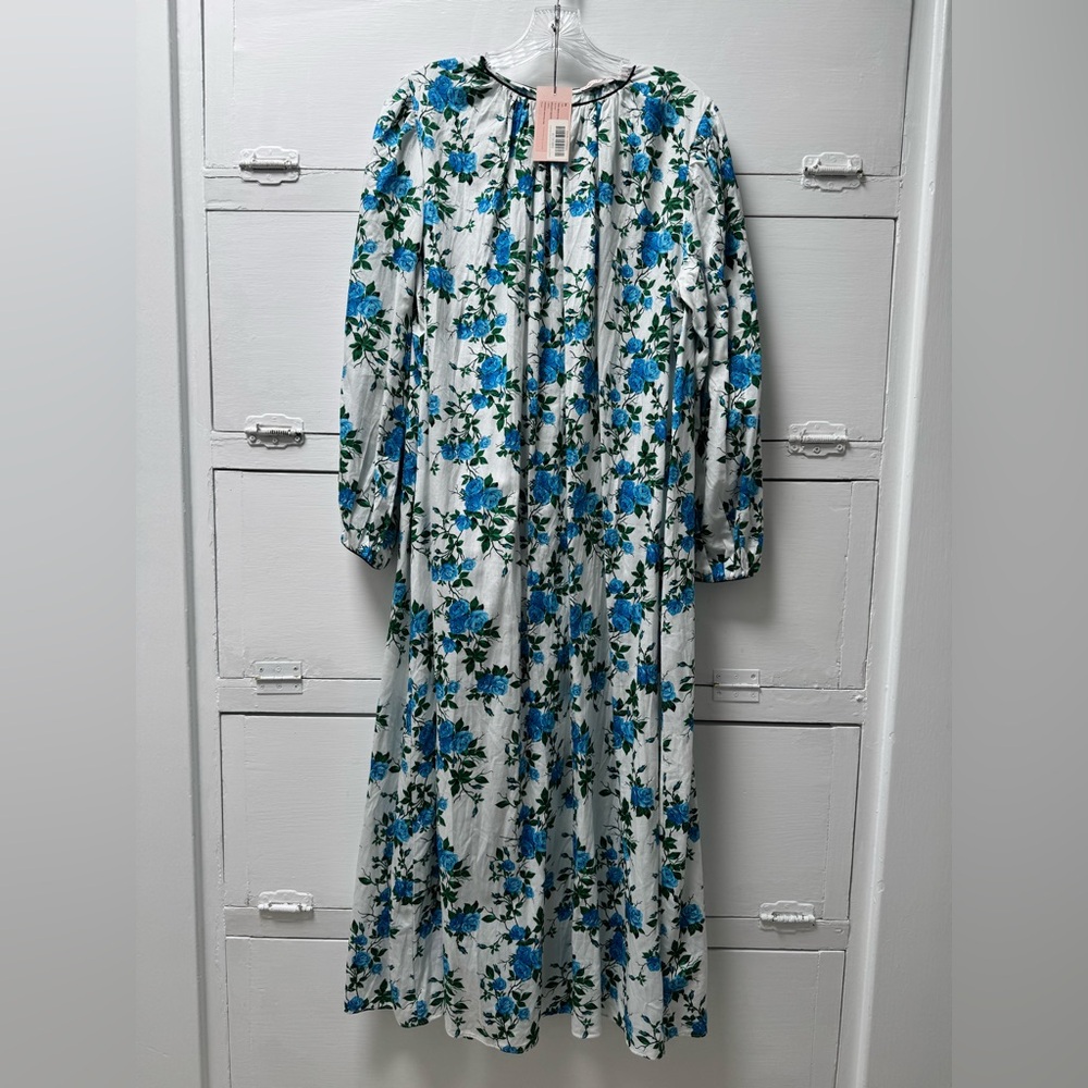 Emilia Wickstead long sleeved, crew neck, satin/cotton RoseVine dress. Medium.